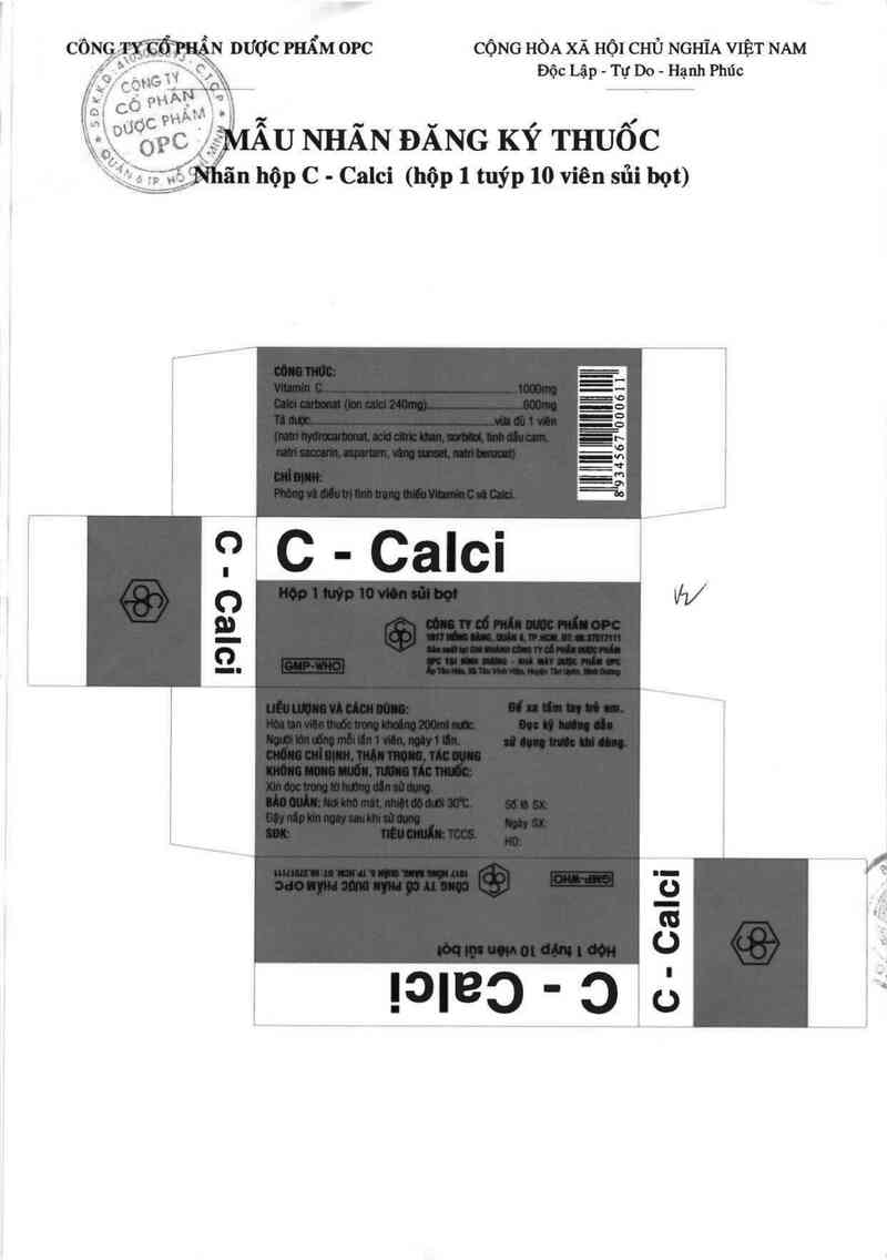 thông tin, cách dùng, giá thuốc C - Calci - ảnh 1