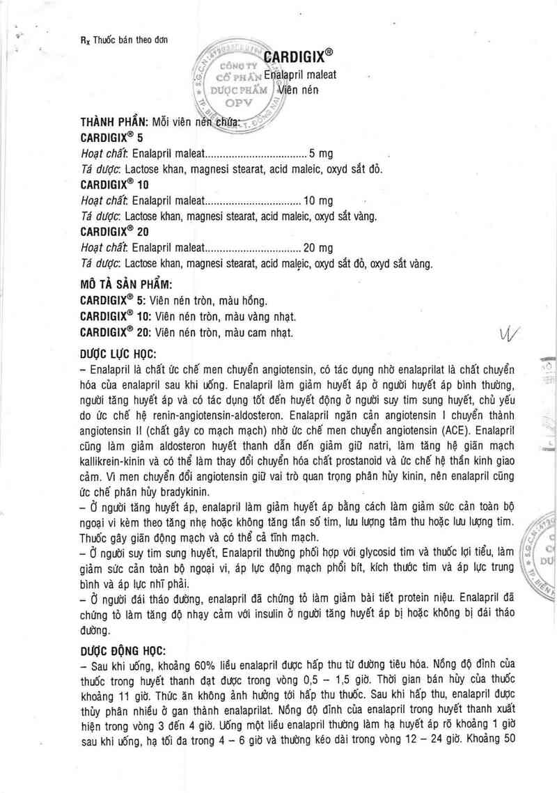 thông tin, cách dùng, giá thuốc Cardigix 20 - ảnh 1