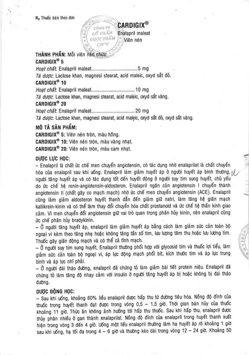 thông tin, cách dùng, giá thuốc Cardigix 5 - ảnh 1