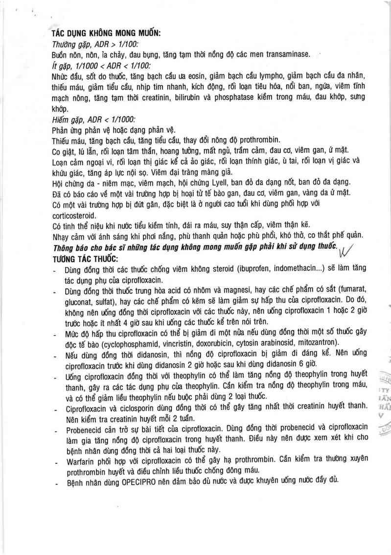 thông tin, cách dùng, giá thuốc Opecipro 500 - ảnh 4