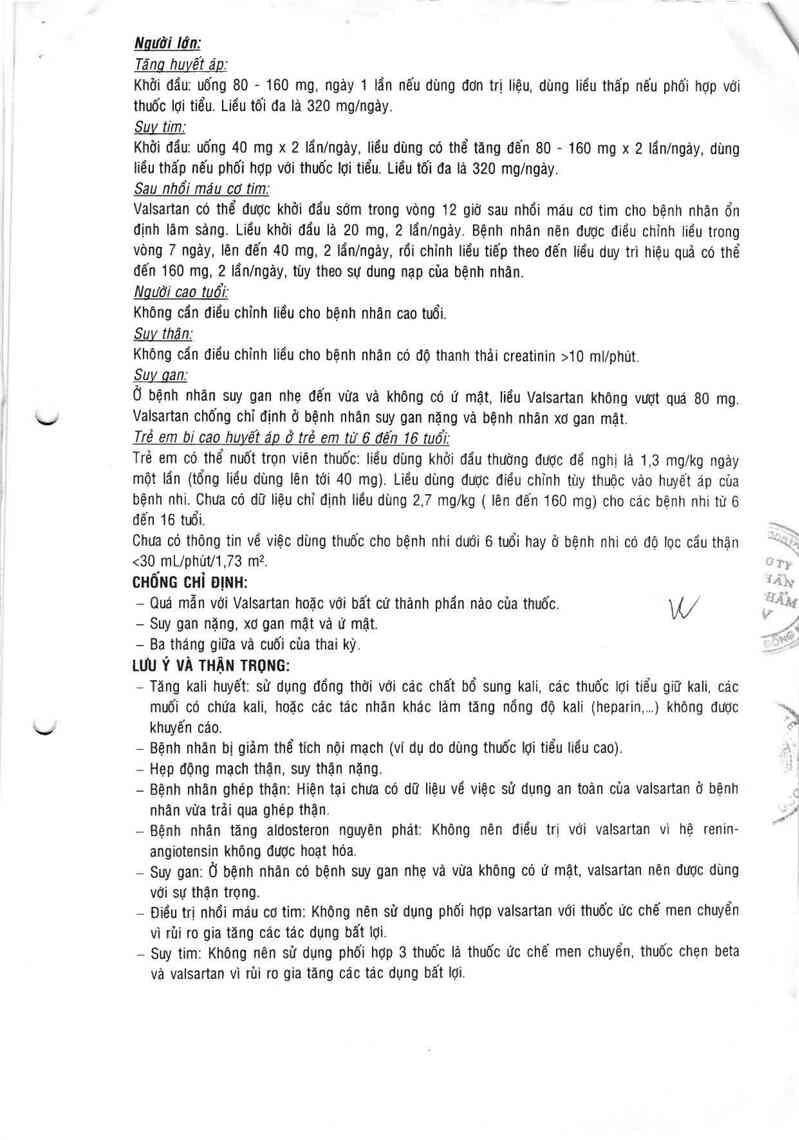 thông tin, cách dùng, giá thuốc Vasartim 160 - ảnh 2
