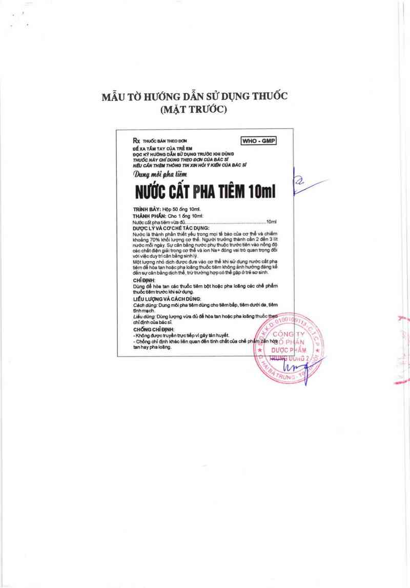 thông tin, cách dùng, giá thuốc Nước cất pha tiêm 10 ml - ảnh 2