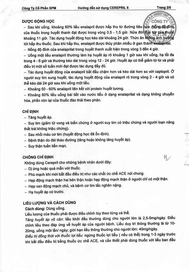thông tin, cách dùng, giá thuốc Cerepril 5 - ảnh 2