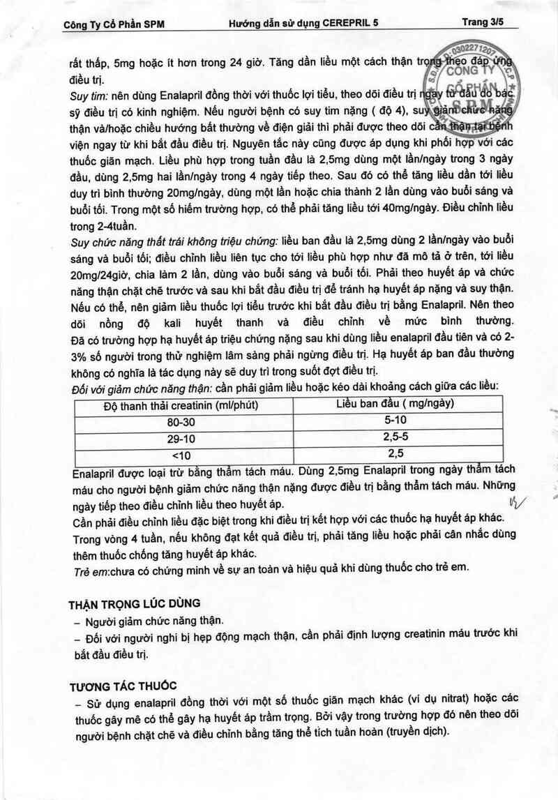 thông tin, cách dùng, giá thuốc Cerepril 5 - ảnh 3