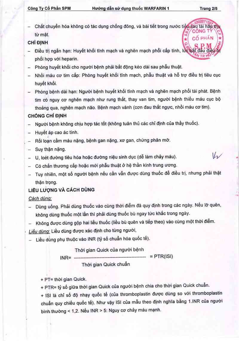 thông tin, cách dùng, giá thuốc Warfarin 1 - ảnh 2