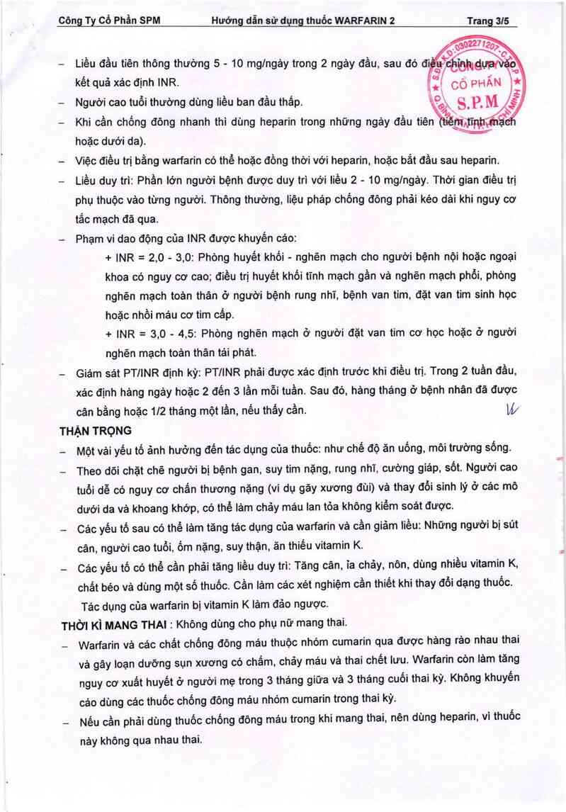 thông tin, cách dùng, giá thuốc Warfarin 2 - ảnh 3