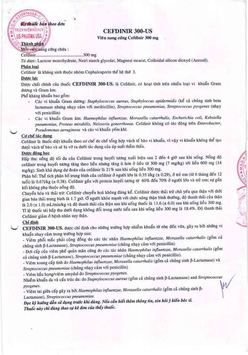thông tin, cách dùng, giá thuốc Cefdinir 300-US - ảnh 1