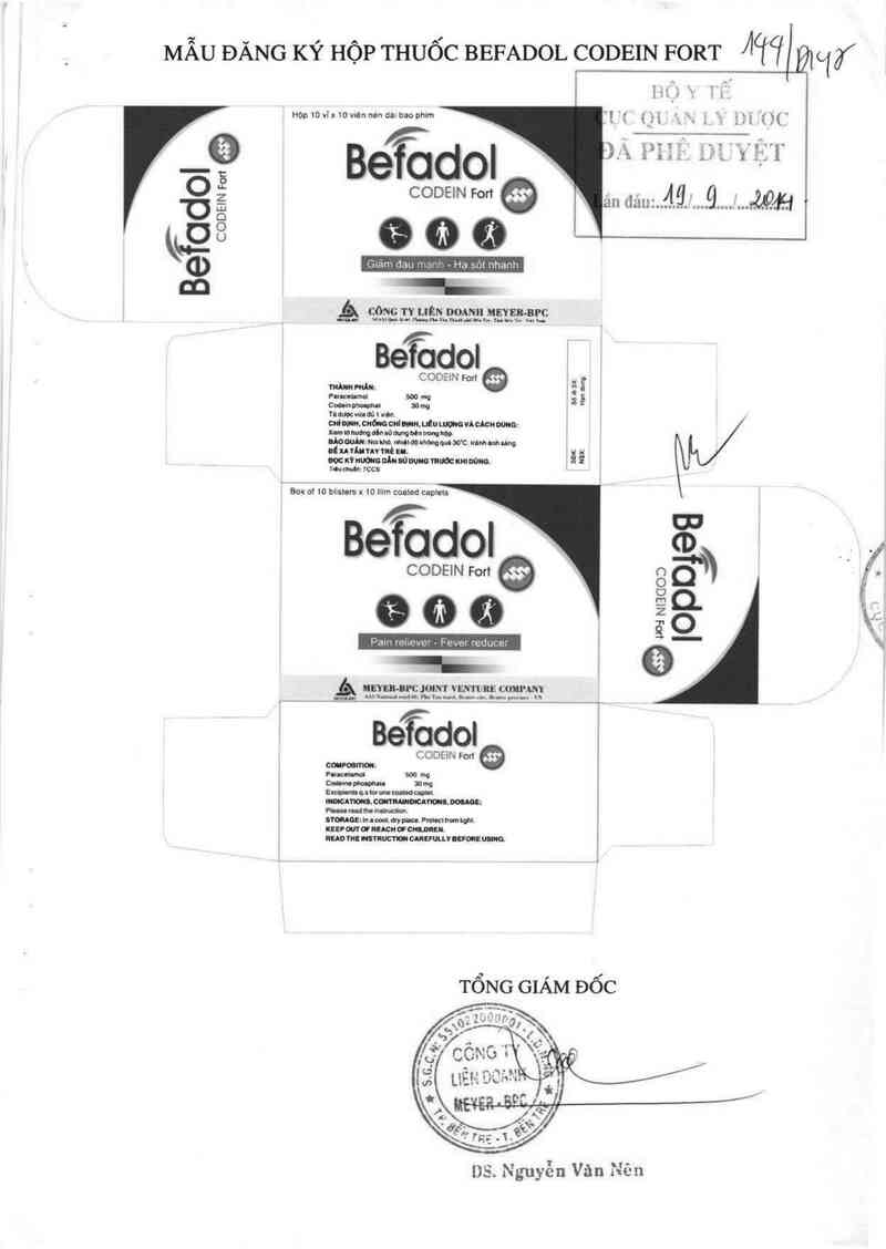 thông tin, cách dùng, giá thuốc Befadol codein fort - ảnh 0