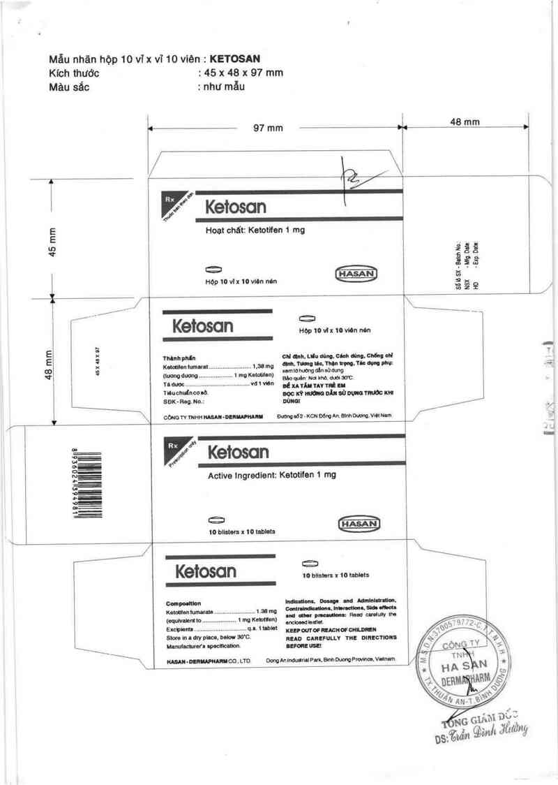 thông tin, cách dùng, giá thuốc Ketosan - ảnh 1