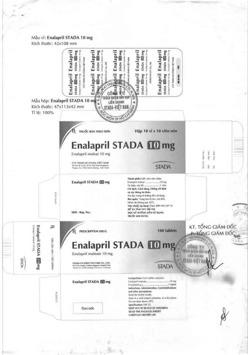 thông tin, cách dùng, giá thuốc Enalapril Stada 10 mg - ảnh 1