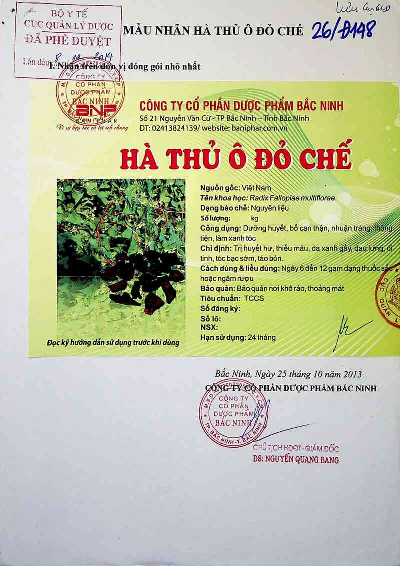 thông tin, cách dùng, giá thuốc Hà thủ ô đỏ chế - ảnh 0