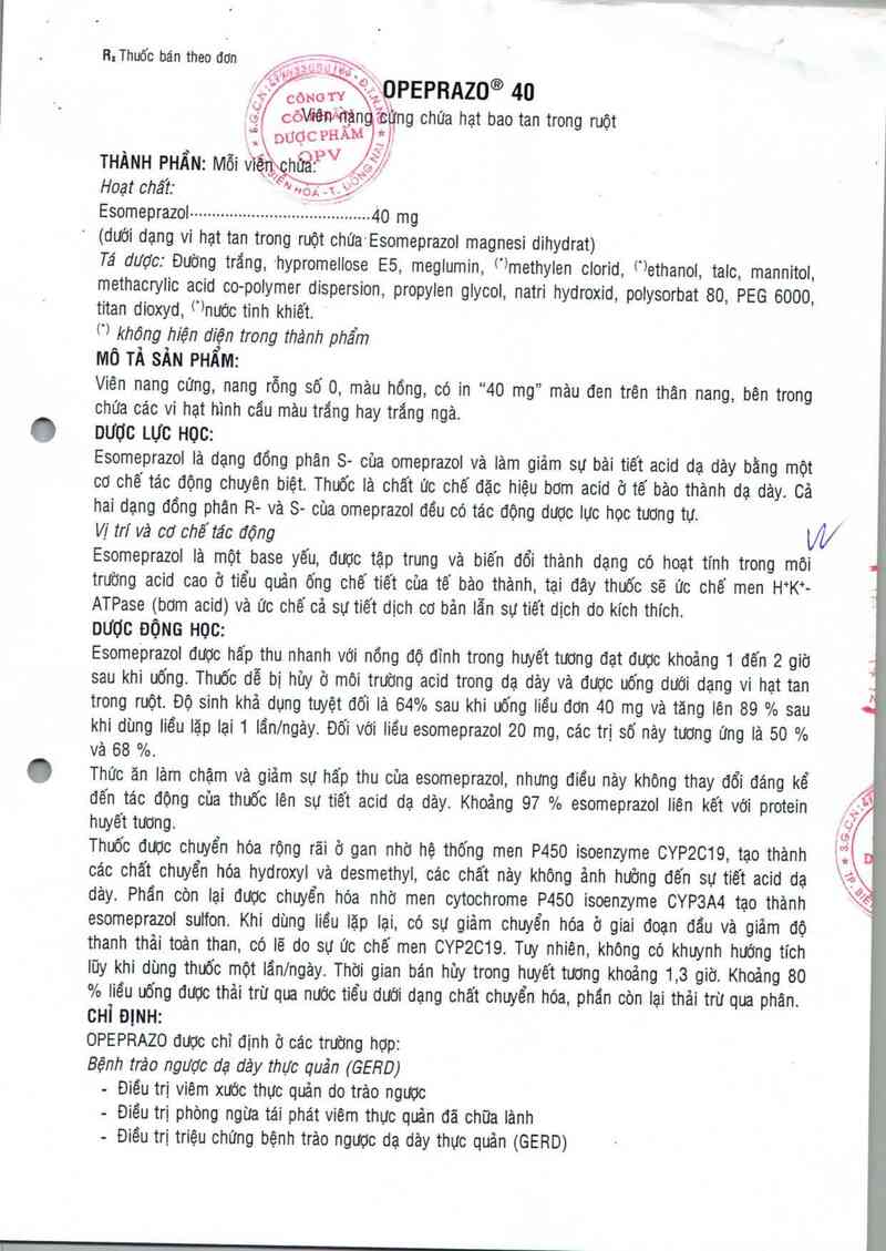 thông tin, cách dùng, giá thuốc Opeprazo 40 - ảnh 4