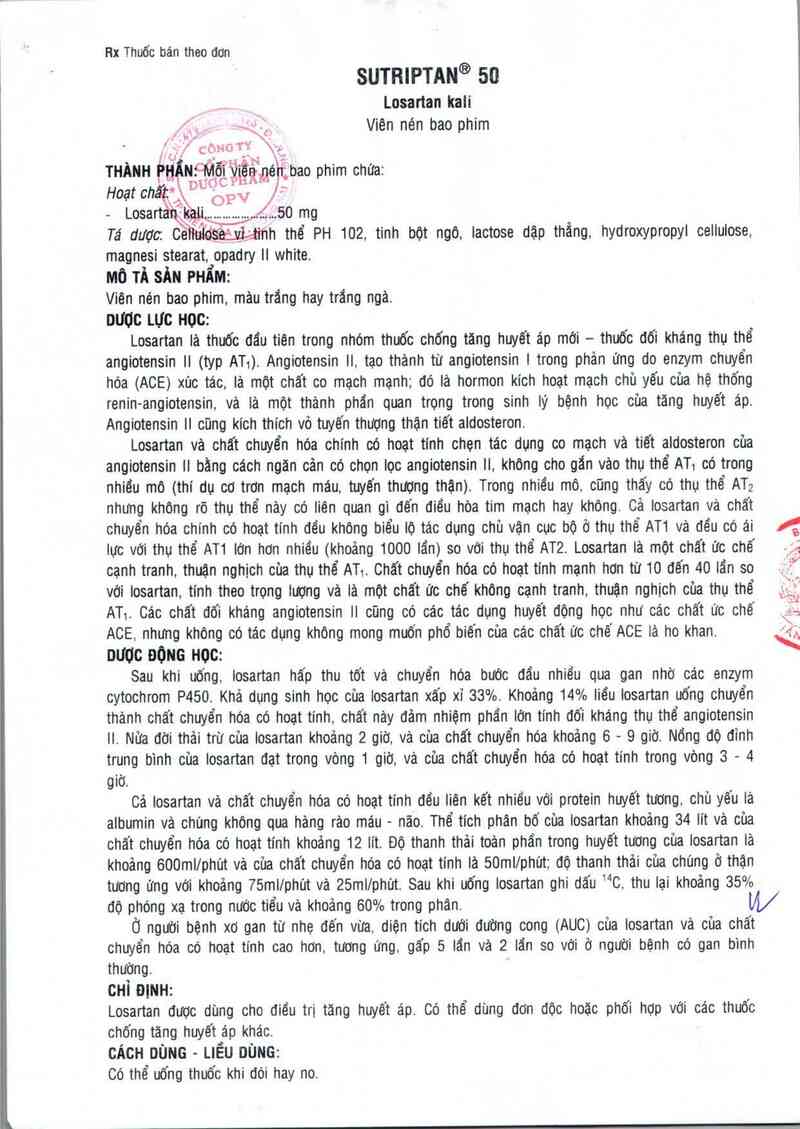 thông tin, cách dùng, giá thuốc Sutriptan 50 - ảnh 1