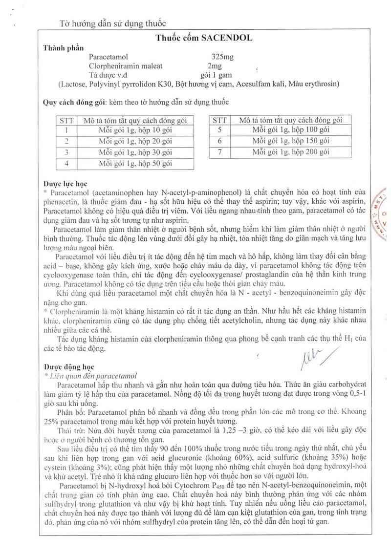 thông tin, cách dùng, giá thuốc Sacendol - ảnh 8