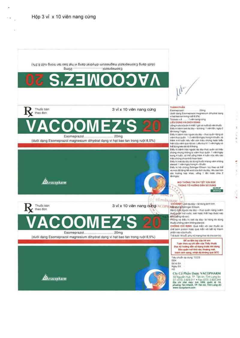 thông tin, cách dùng, giá thuốc Vacoomez S 20 - ảnh 1