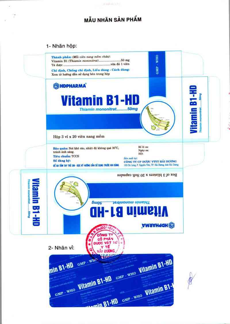 thông tin, cách dùng, giá thuốc Vitamin B1-HD - ảnh 1