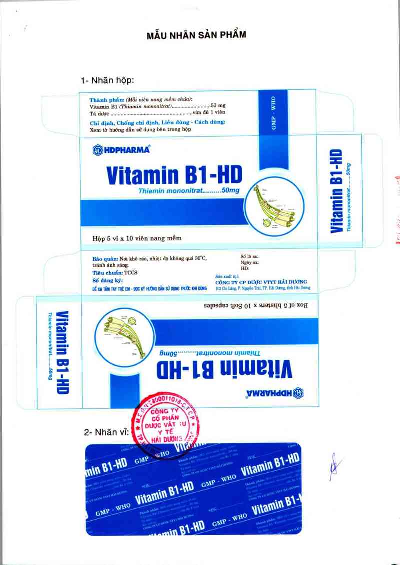 thông tin, cách dùng, giá thuốc Vitamin B1-HD - ảnh 2