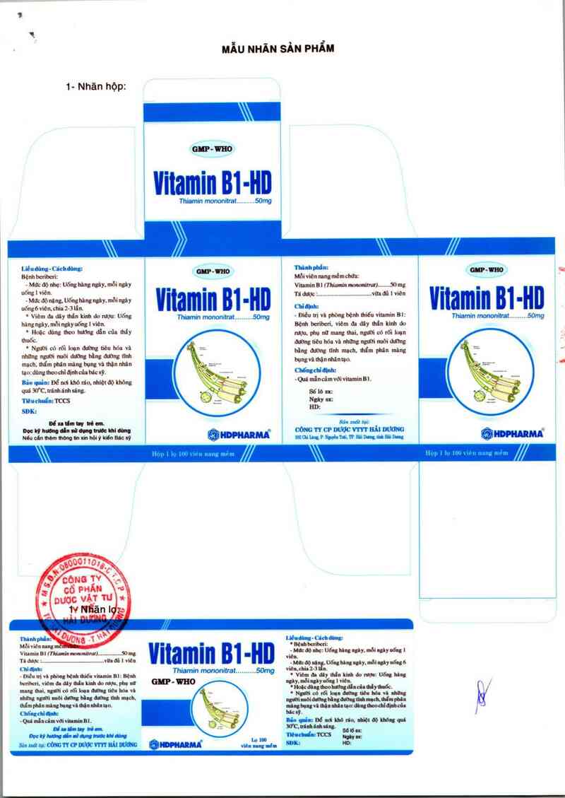 thông tin, cách dùng, giá thuốc Vitamin B1-HD - ảnh 3