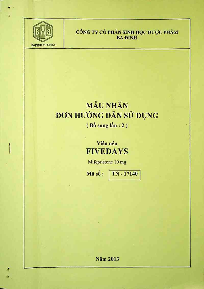 thông tin, cách dùng, giá thuốc Fivedays - ảnh 0