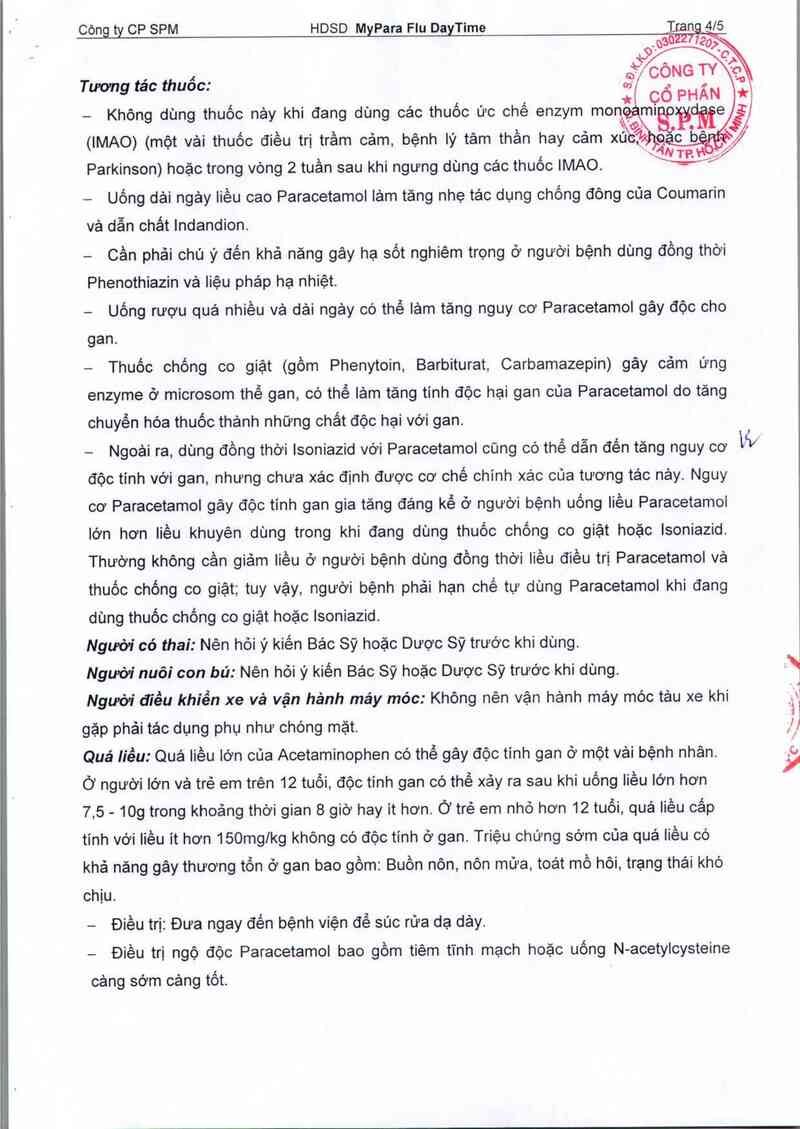 thông tin, cách dùng, giá thuốc Mypara Flu daytime - ảnh 5