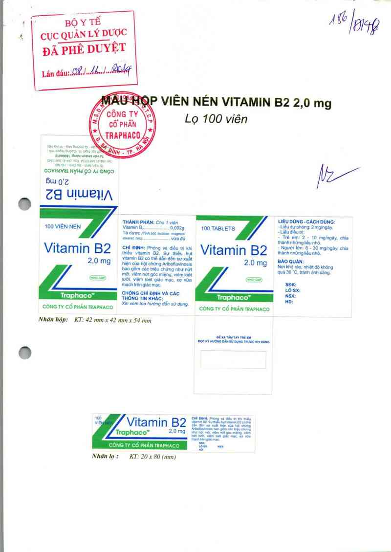 thông tin, cách dùng, giá thuốc Vitamin B2 2 mg - ảnh 0