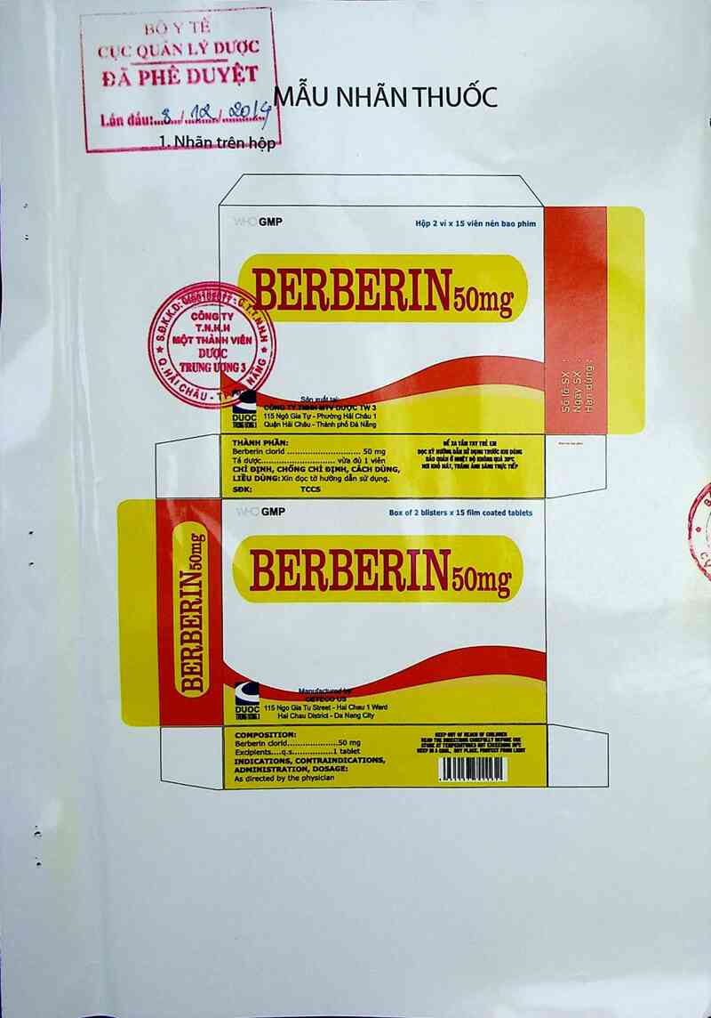 thông tin, cách dùng, giá thuốc Berberin 50 mg - ảnh 1