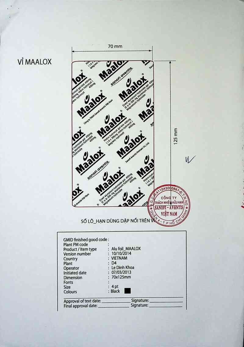 thông tin, cách dùng, giá thuốc Maalox - ảnh 1