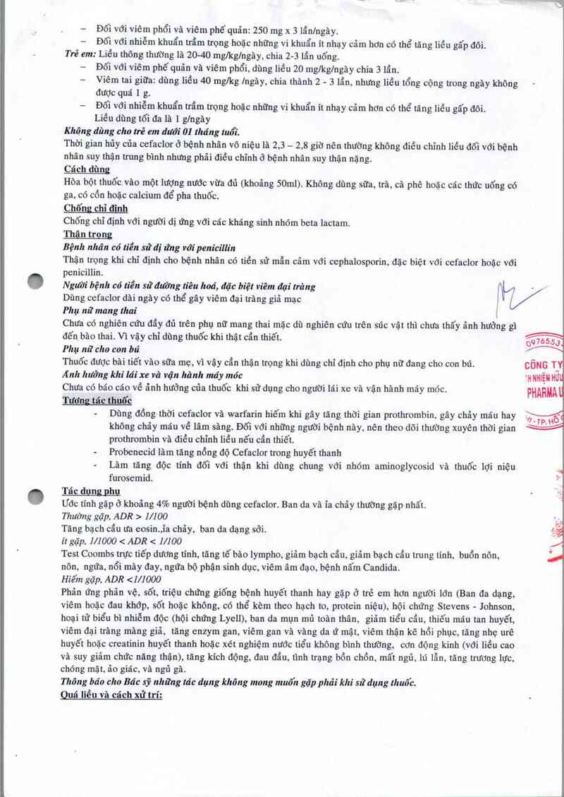 thông tin, cách dùng, giá thuốc Cefaclor 125 - US - ảnh 4