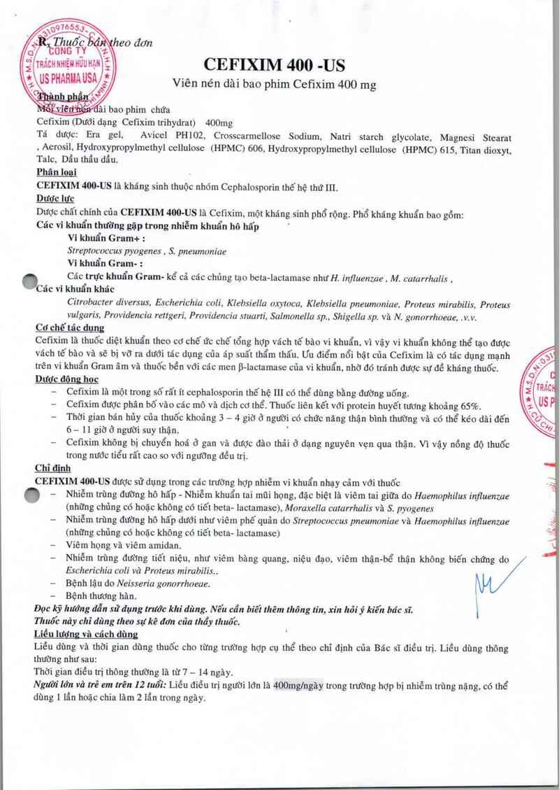 thông tin, cách dùng, giá thuốc Cefixim 400 - US - ảnh 3