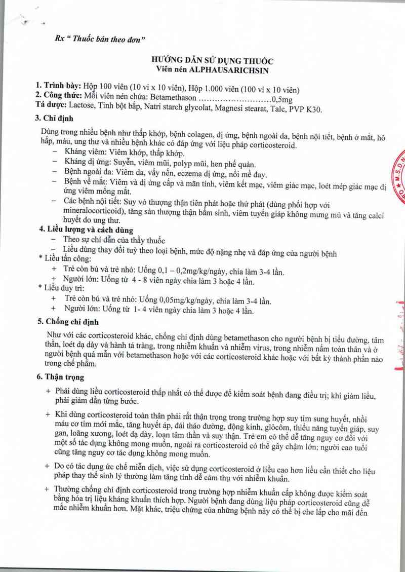 thông tin, cách dùng, giá thuốc Alphausarichsin - ảnh 3