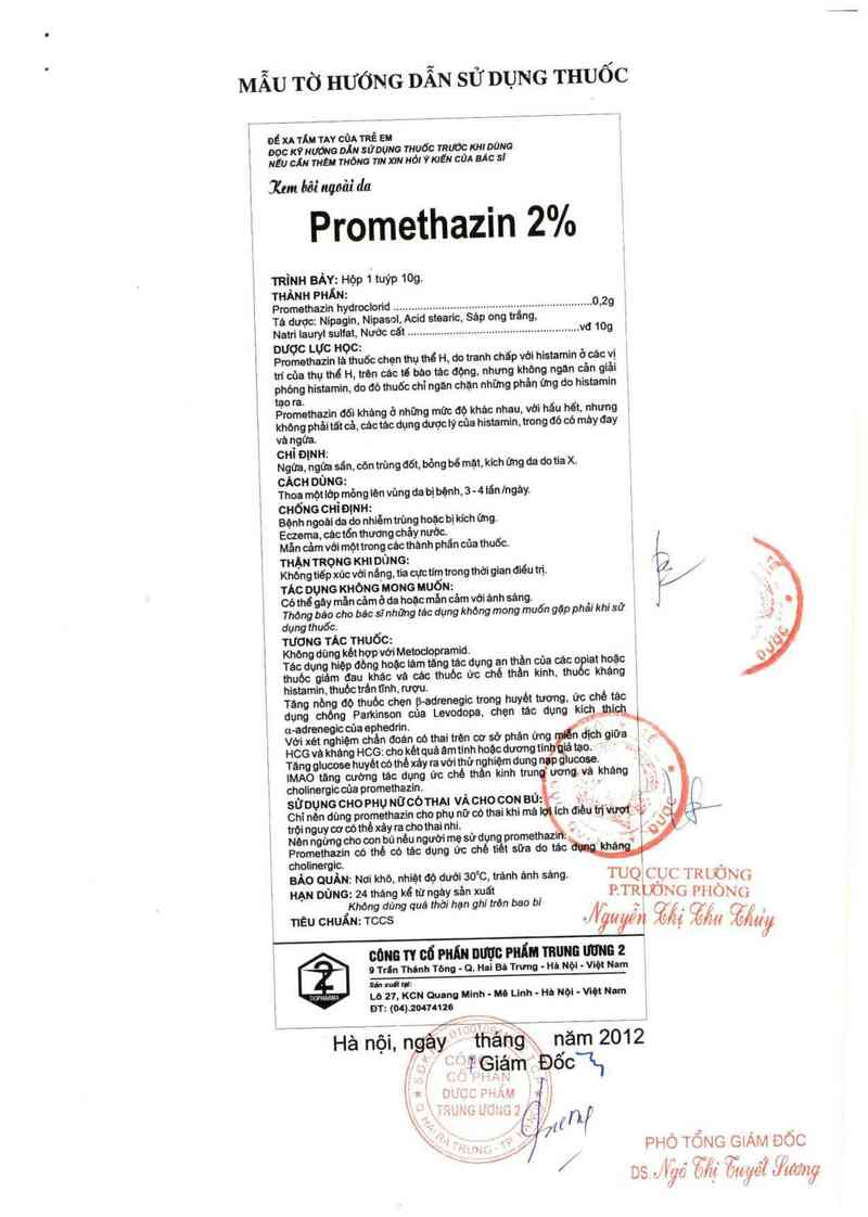 thông tin, cách dùng, giá thuốc Kem Promethazin 2% - ảnh 1