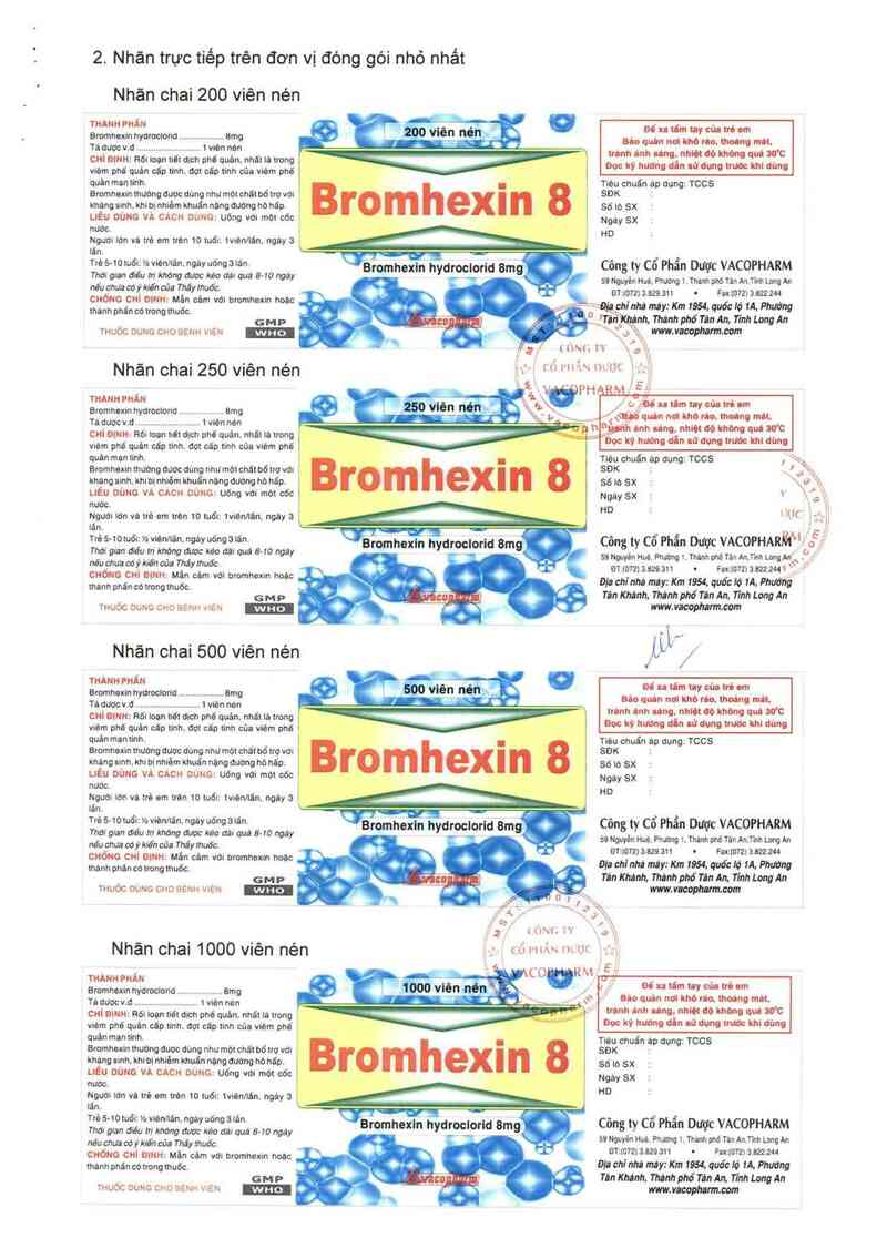 thông tin, cách dùng, giá thuốc Bromhexin 8 - ảnh 13