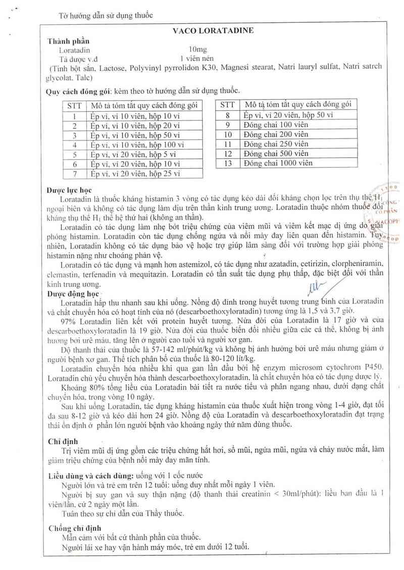 thông tin, cách dùng, giá thuốc Vaco Loratadine - ảnh 10