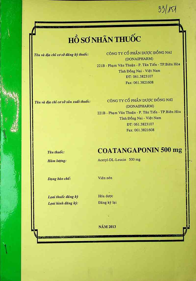 thông tin, cách dùng, giá thuốc Coatangaponin 500 mg - ảnh 0