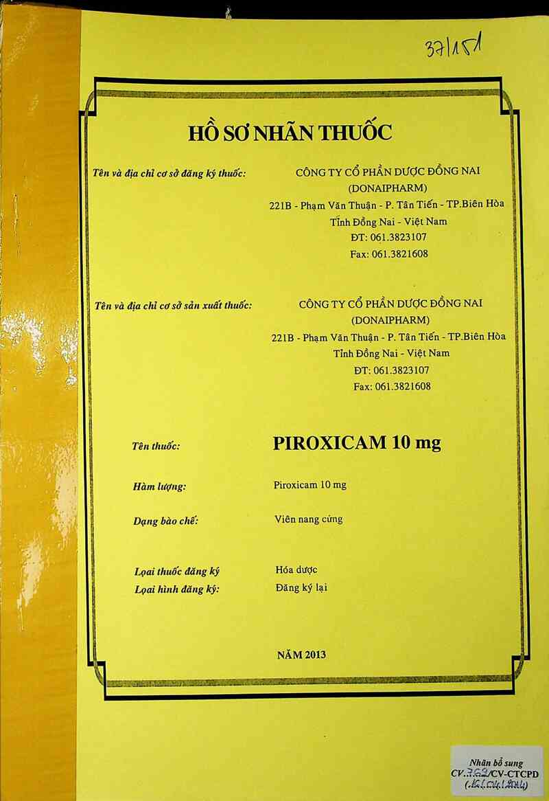 thông tin, cách dùng, giá thuốc Piroxicam 10 mg - ảnh 0