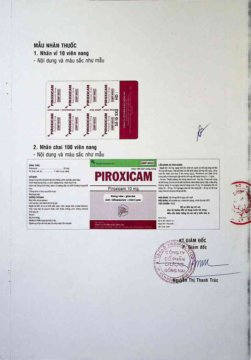 thông tin, cách dùng, giá thuốc Piroxicam 10 mg - ảnh 2