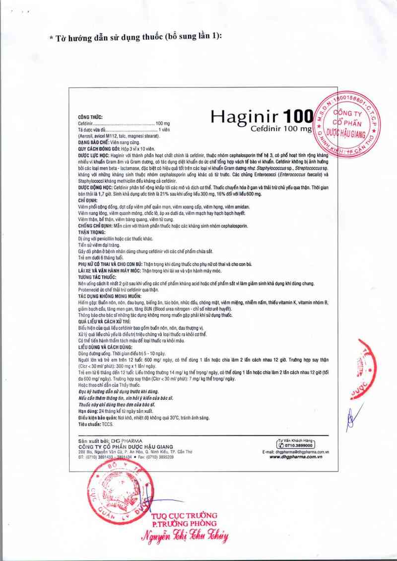 thông tin, cách dùng, giá thuốc Haginir 100 - ảnh 2