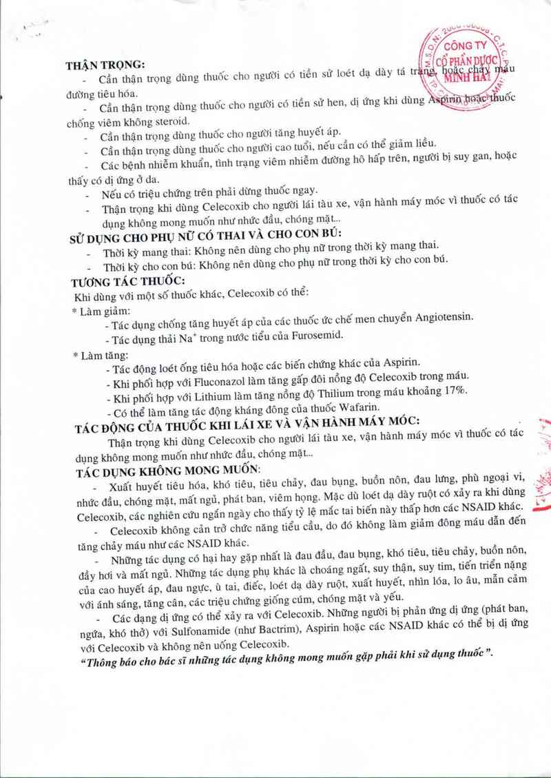 thông tin, cách dùng, giá thuốc Celecoxib 200 mg - ảnh 2