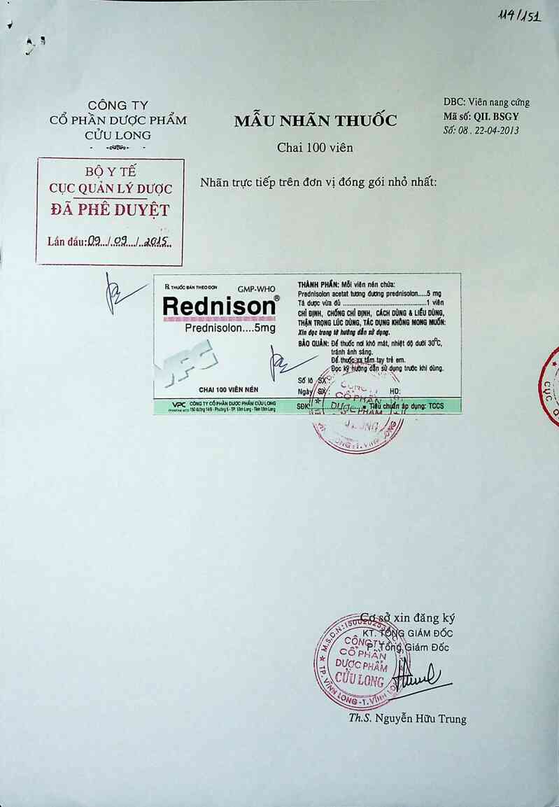 thông tin, cách dùng, giá thuốc Rednison 5 - ảnh 0