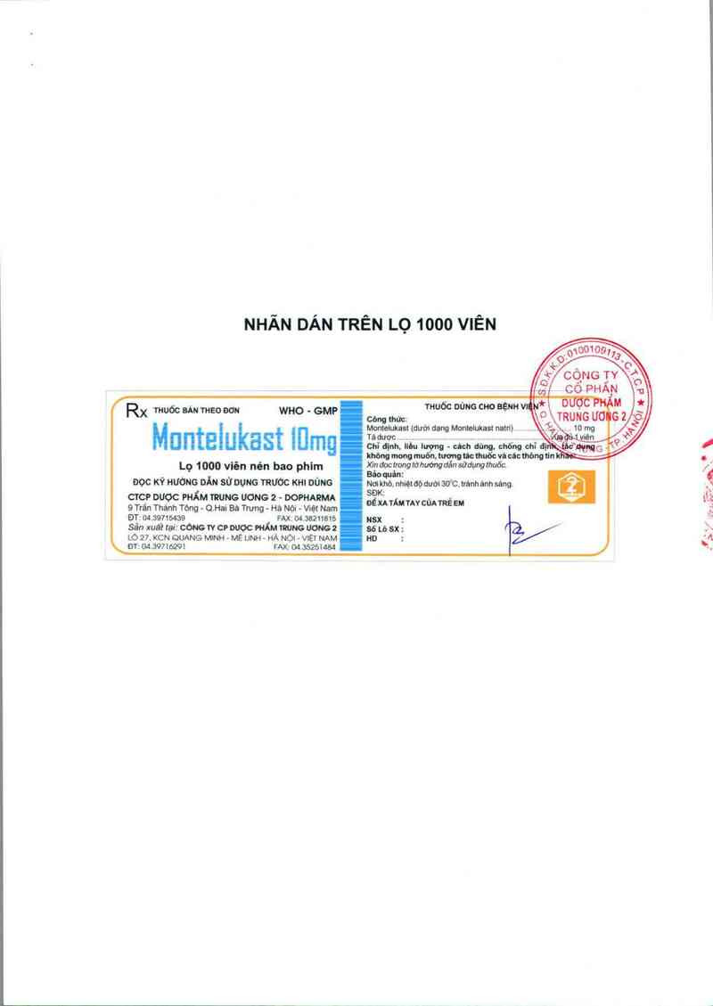 thông tin, cách dùng, giá thuốc Montelukast 10 mg - ảnh 1