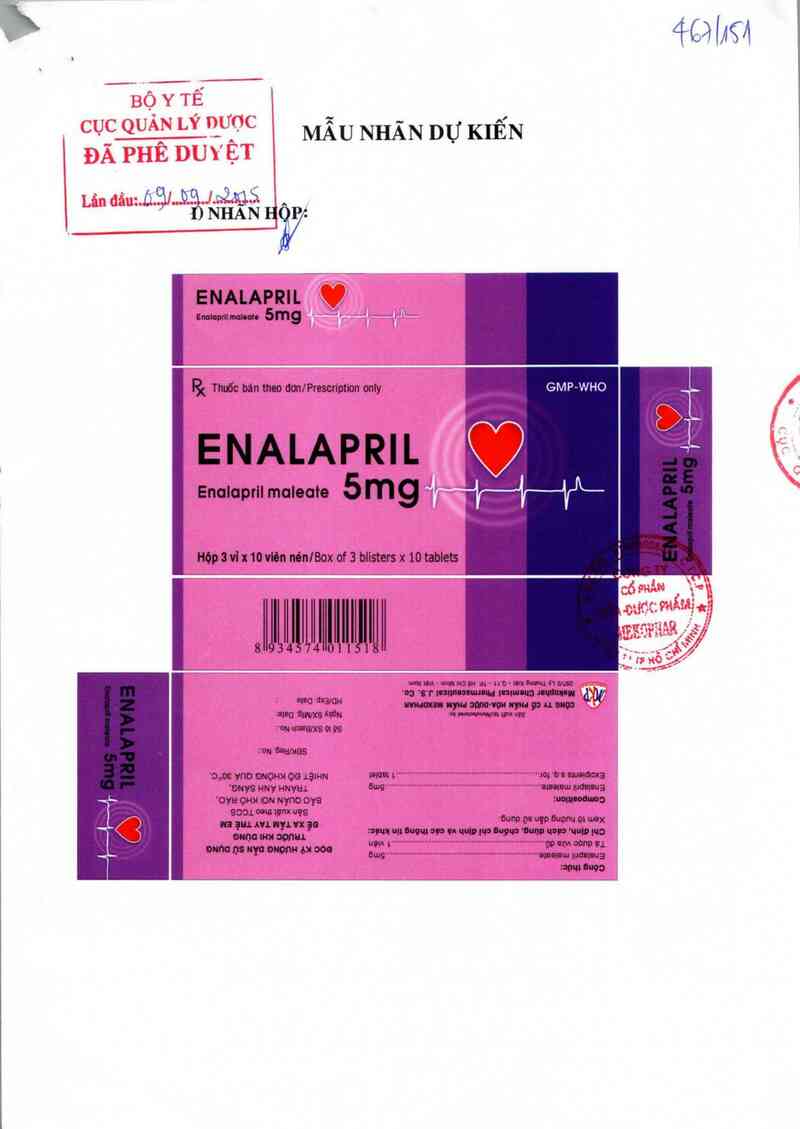 thông tin, cách dùng, giá thuốc Enalapril 5mg - ảnh 0