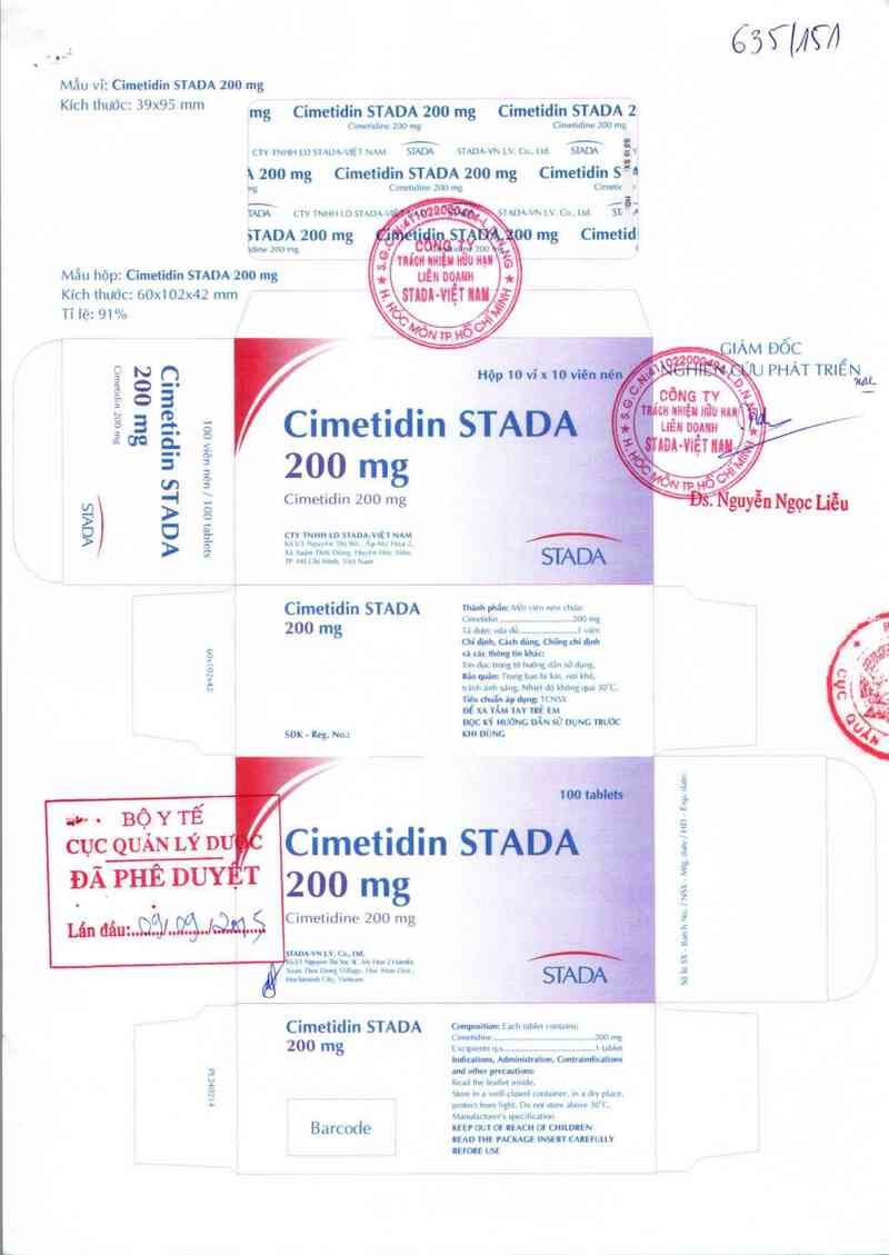 thông tin, cách dùng, giá thuốc Cimetidin Stada 200 mg - ảnh 0