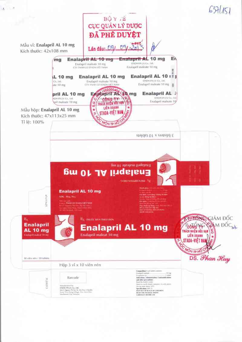 thông tin, cách dùng, giá thuốc Enalapril AL 10 mg - ảnh 0