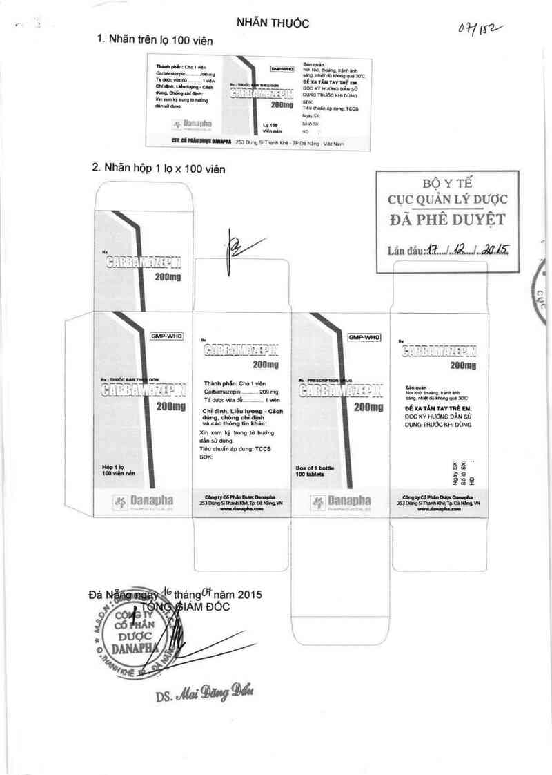 thông tin, cách dùng, giá thuốc Carbamazepin  200 mg - ảnh 0