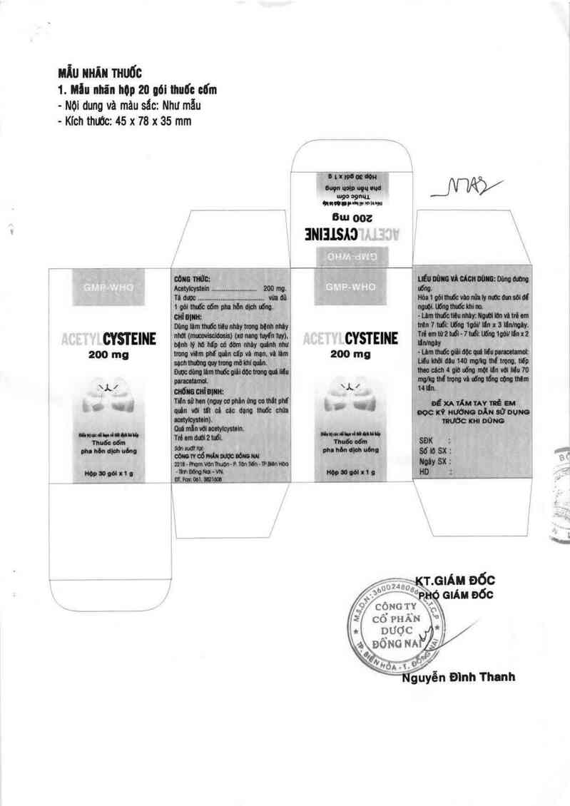 thông tin, cách dùng, giá thuốc Acetylcystein 200 mg - ảnh 1