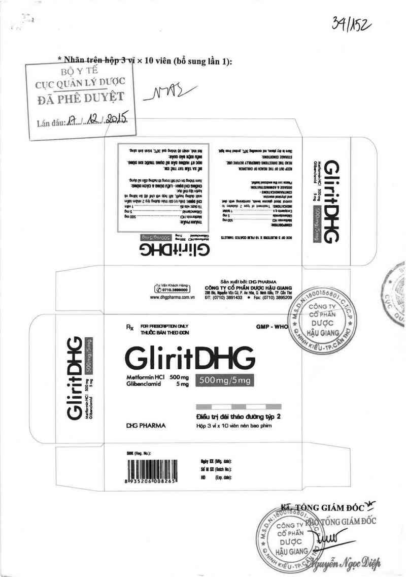 thông tin, cách dùng, giá thuốc GliritDHG 500mg/5mg - ảnh 0