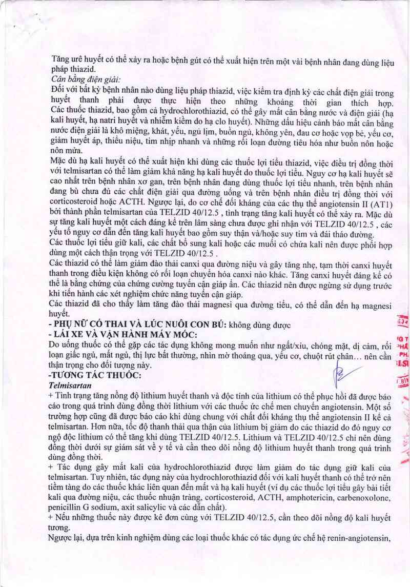 thông tin, cách dùng, giá thuốc Telzid 40/12.5 - ảnh 4