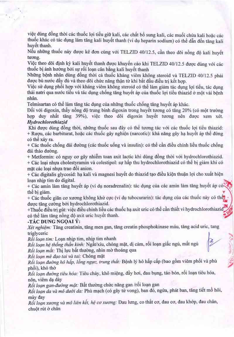 thông tin, cách dùng, giá thuốc Telzid 40/12.5 - ảnh 5