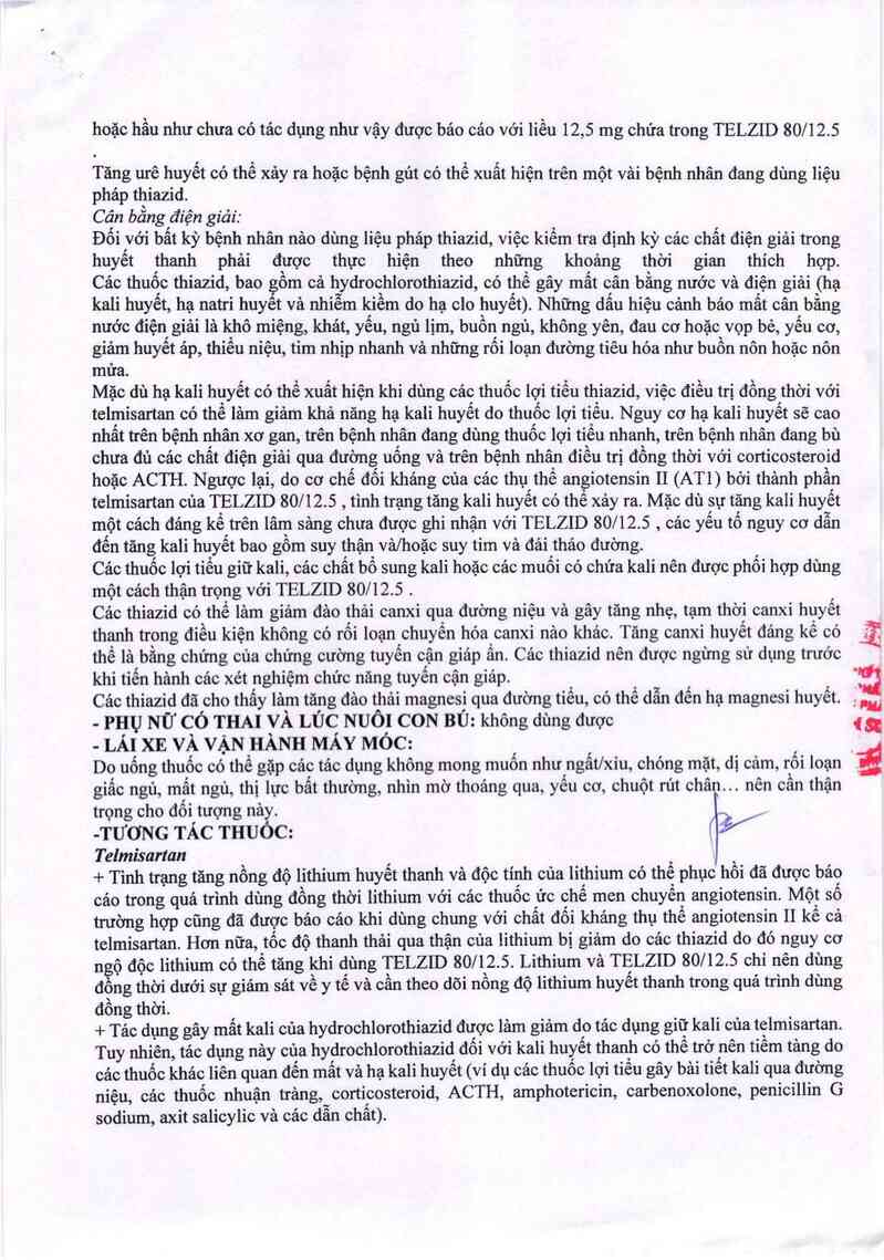 thông tin, cách dùng, giá thuốc Telzid 80/12.5 - ảnh 4