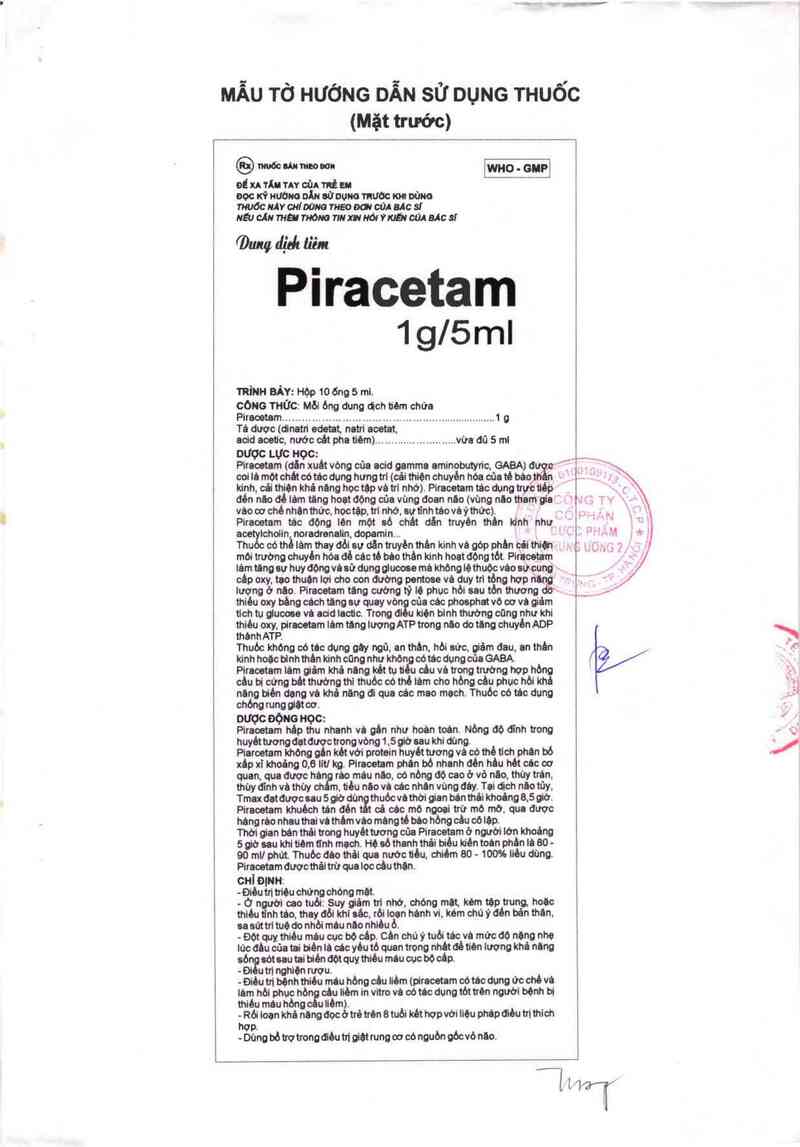 thông tin, cách dùng, giá thuốc Piracetam 1g/5 ml - ảnh 2